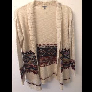 Small Tan Cardigan with Tribal Design